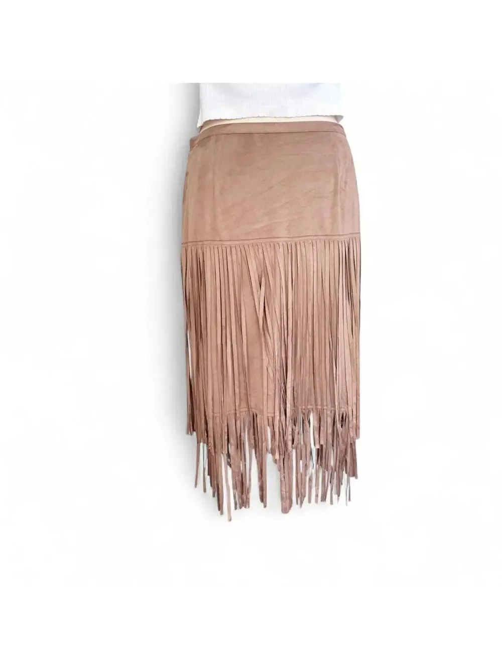 Chicos Boho Fringe Midi Skirt 0 Western Festival